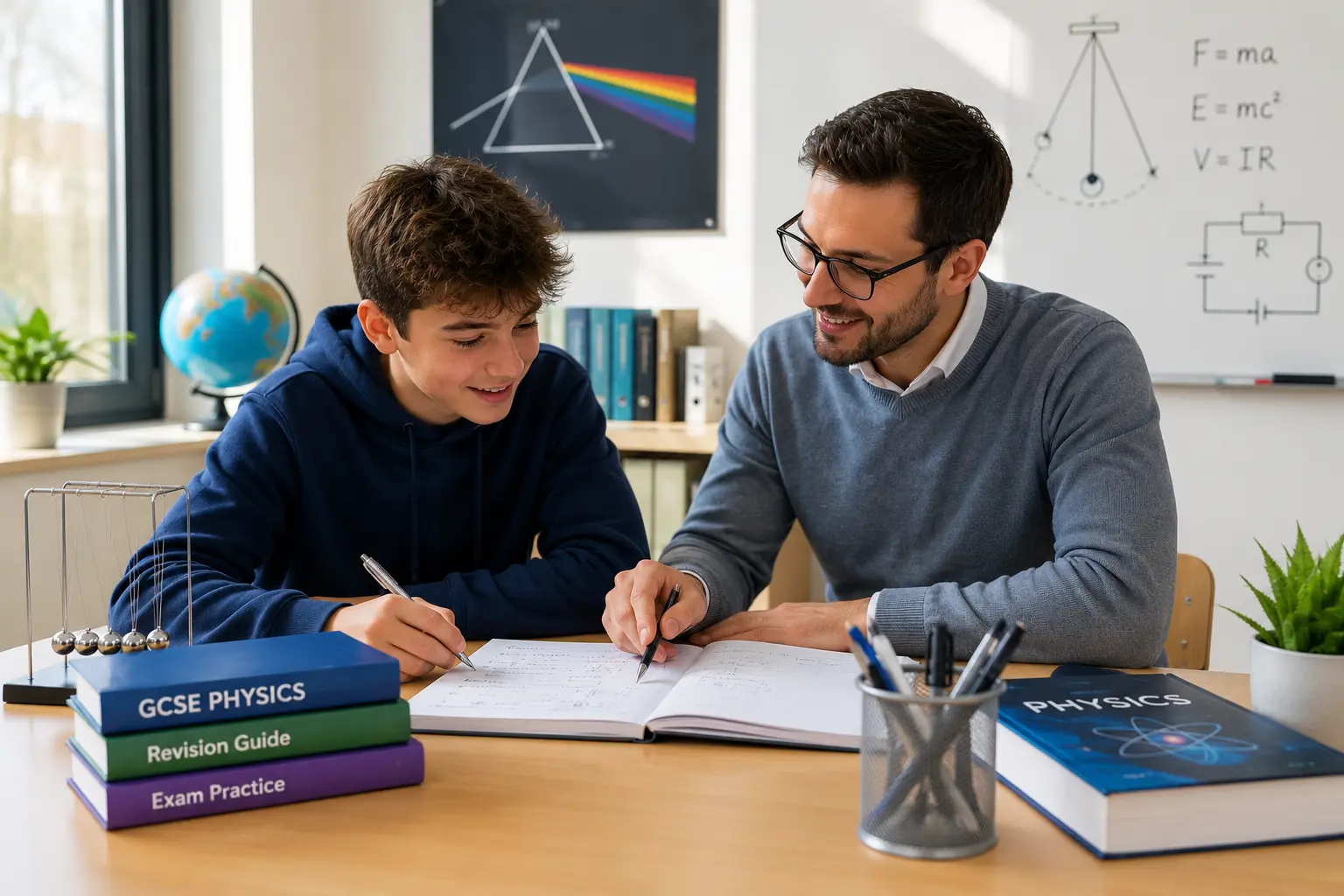 GCSE Physics tutor helping a student achieve higher grades